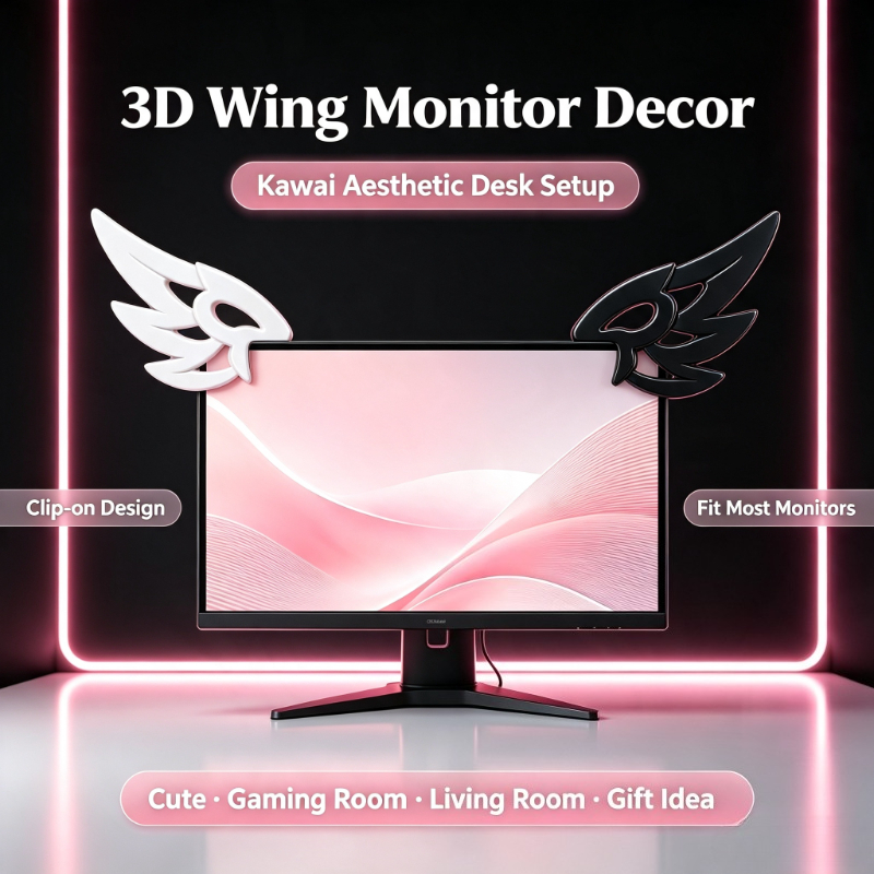 Desk Setup Gadgets - Decoração Kawaii 3D com Asas para