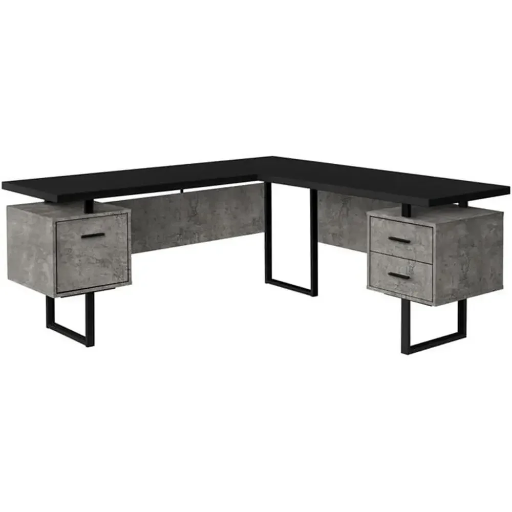 Desk Setup Black And Wood - Mesa de Computador em L de