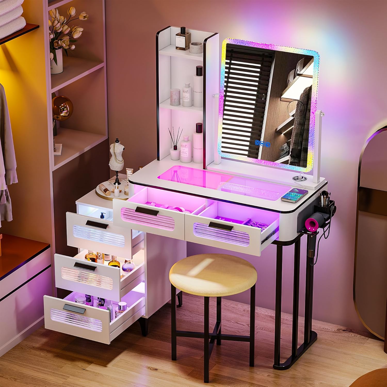 Desk Setup Charging Station - Mesa de Maquiagem i*-RGB com Estação