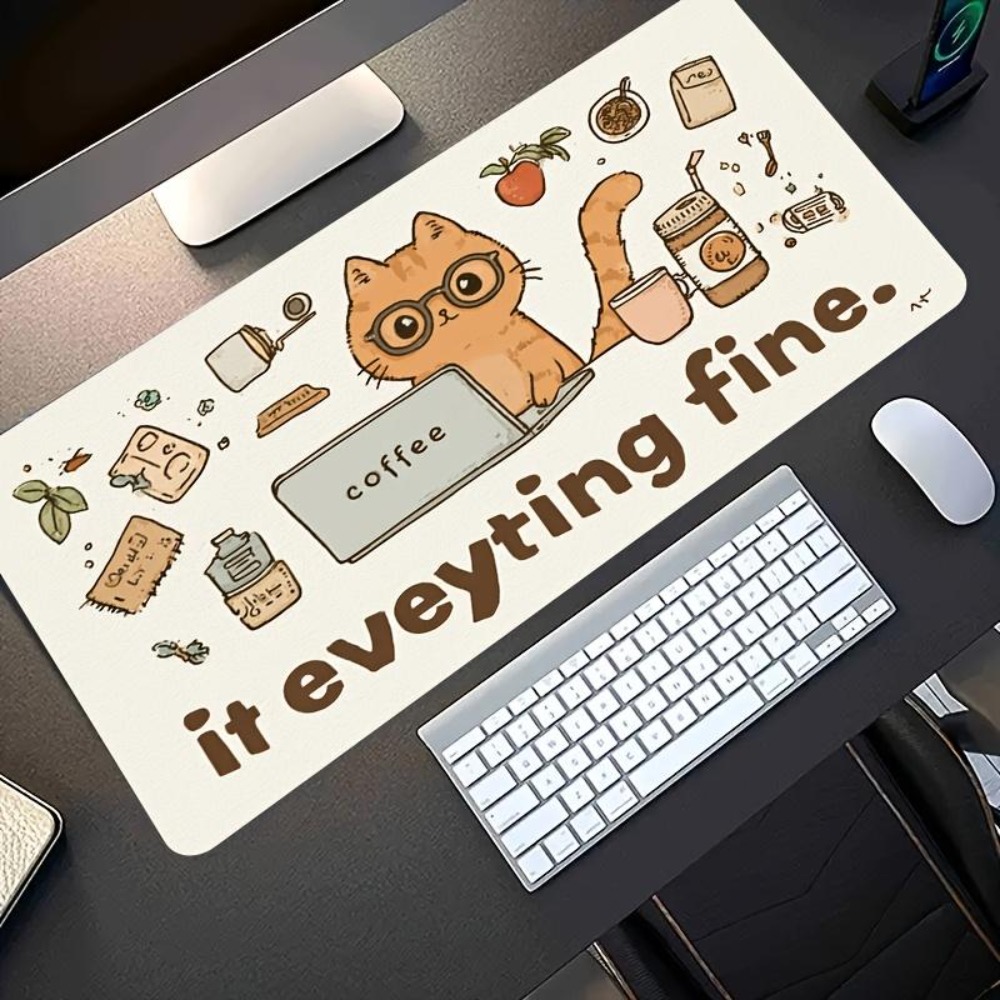 Desk Setup Art - Padrões desenhados à mão, um gato