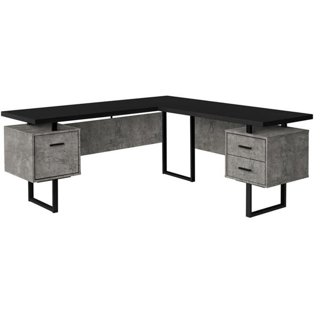 Desk Setup Black And Wood - Mesa de Computador em L de
