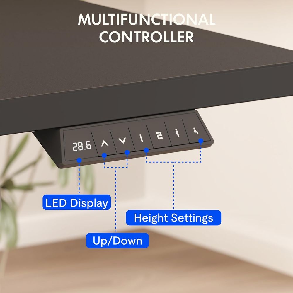 Mesa Elétrica de Escritório de - Desk Setup Black And Wood avaliação e preço