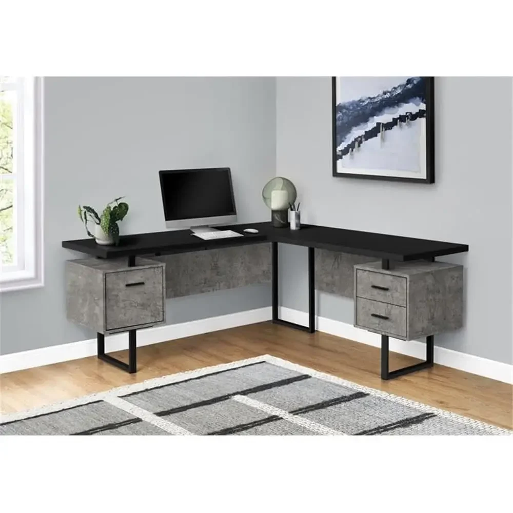 Mesa de Computador em L de 70  - Desk Setup Black And Wood avaliação e preço