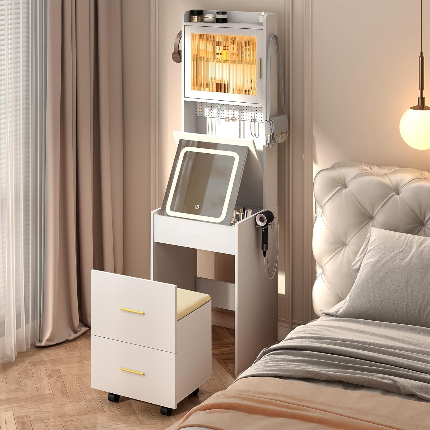Mesa de vaidade 3 em 1 com esp - Desk Setup Charging Station avaliação e preço