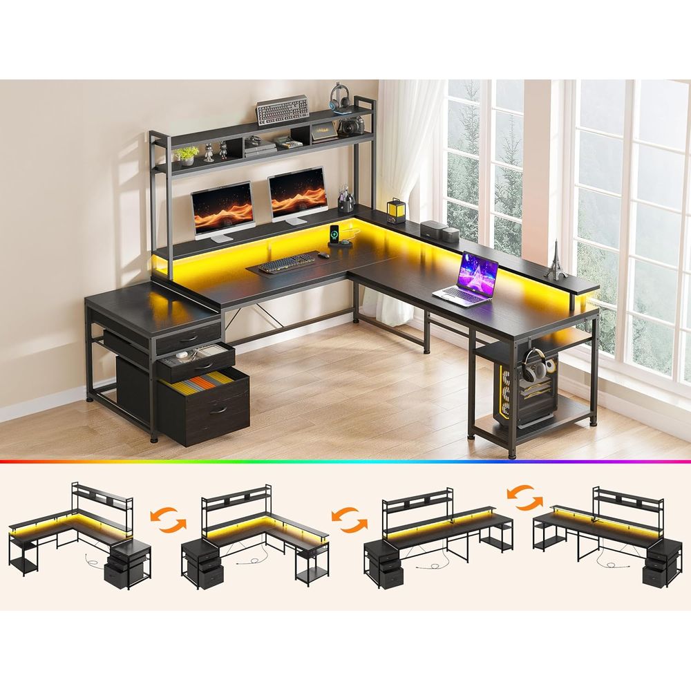 Mesa de Jogos em L para Dois U - Desk Setup Black And Wood avaliação e preço