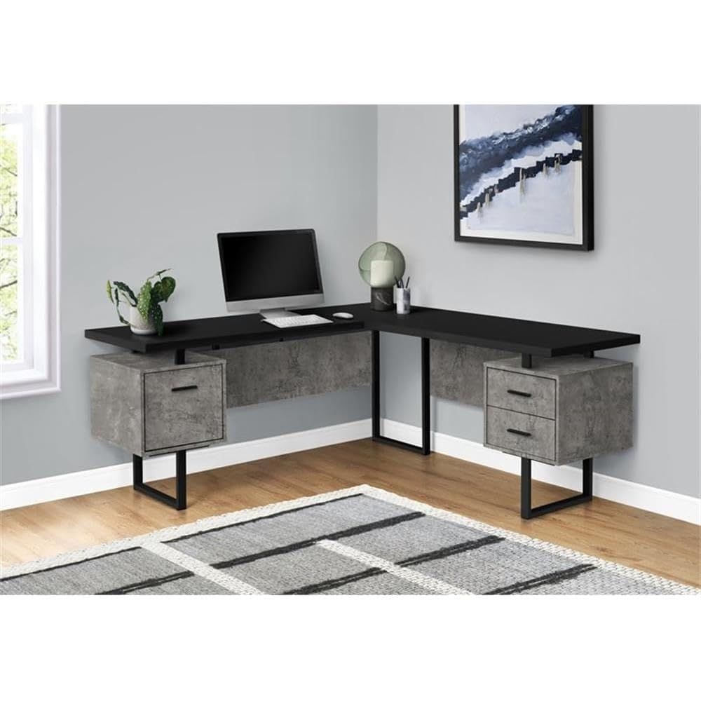Mesa de Computador em L de 70  - Desk Setup Black And Wood avaliação e preço
