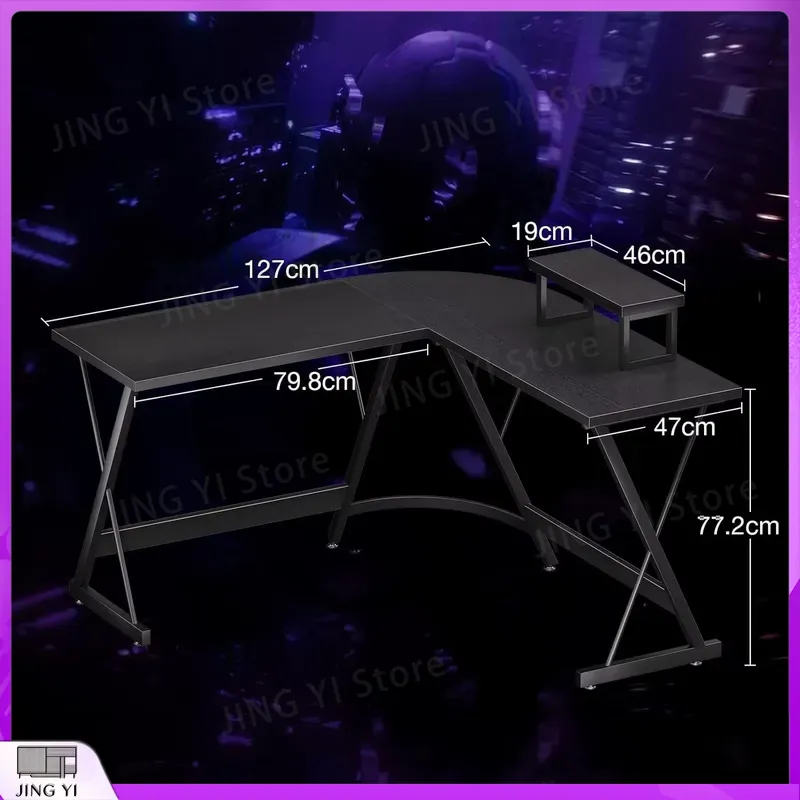 Mesa de Jogos em Forma de L co - Desk Setup Black And Wood avaliação e preço