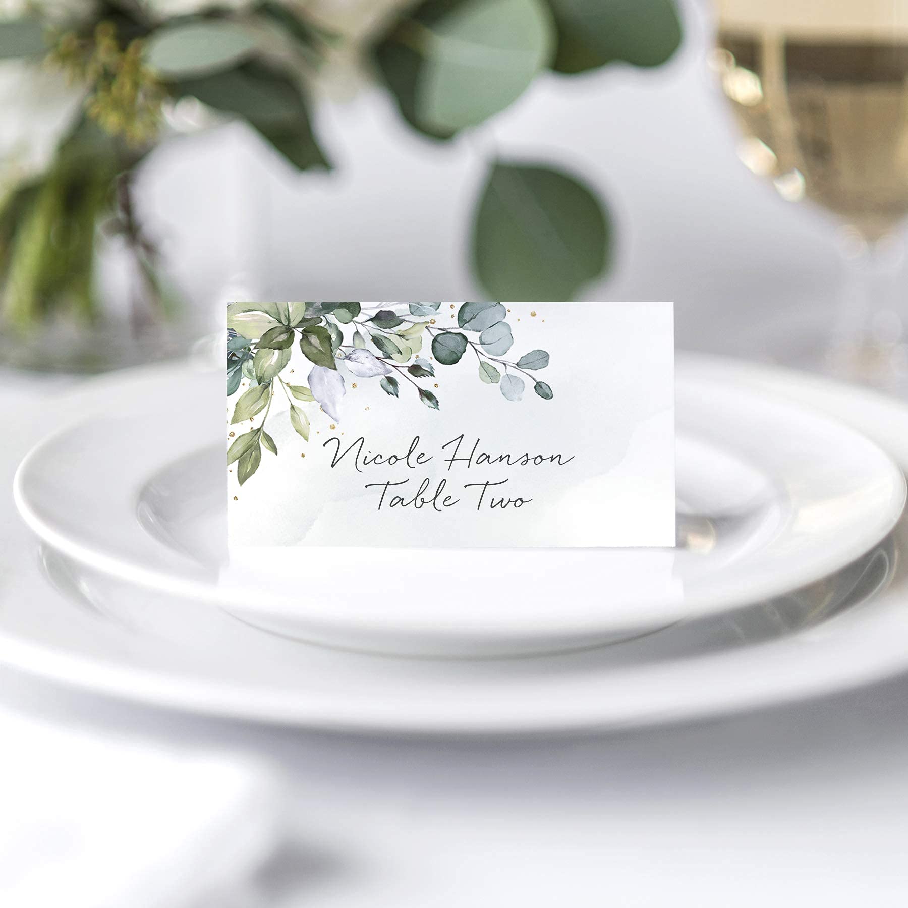 Cartões de lugar de casamento  - Desk Setup Green avaliação e preço
