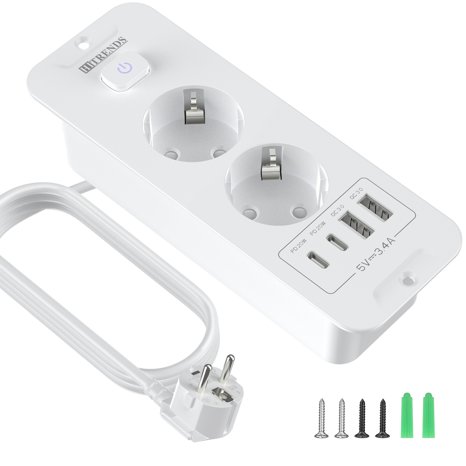 Tomada embutida de mesa com 2  - Power Strip Flat avaliação e preço